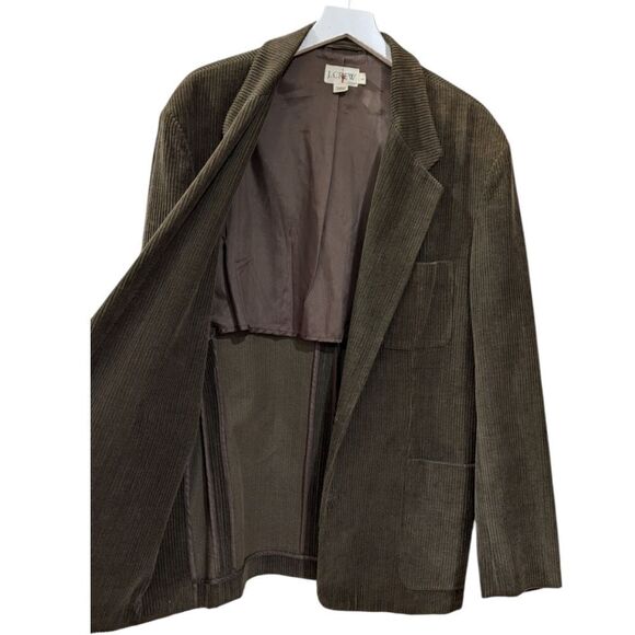 Vintage 90s J. Crew Mens L Olive Green 100% Cotton Corduroy Two Button Sportcoat - Picture 3 of 6